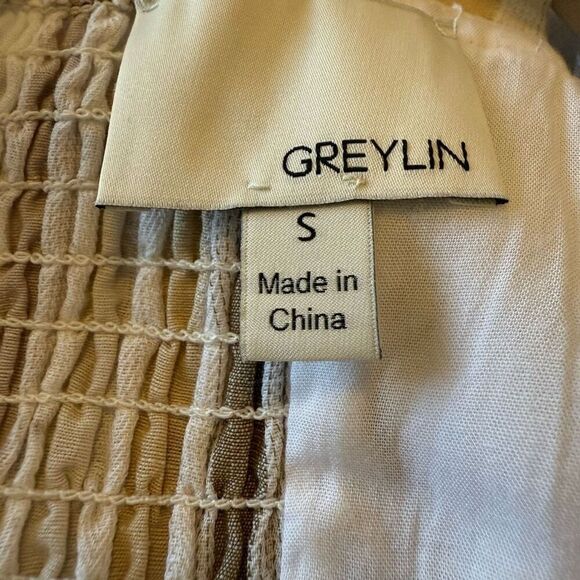 Greylin Lenox Ivory, Flax and Gray Linen Blend Wide Leg Jumpsuit Size S Coastal - Picture 11 of 16